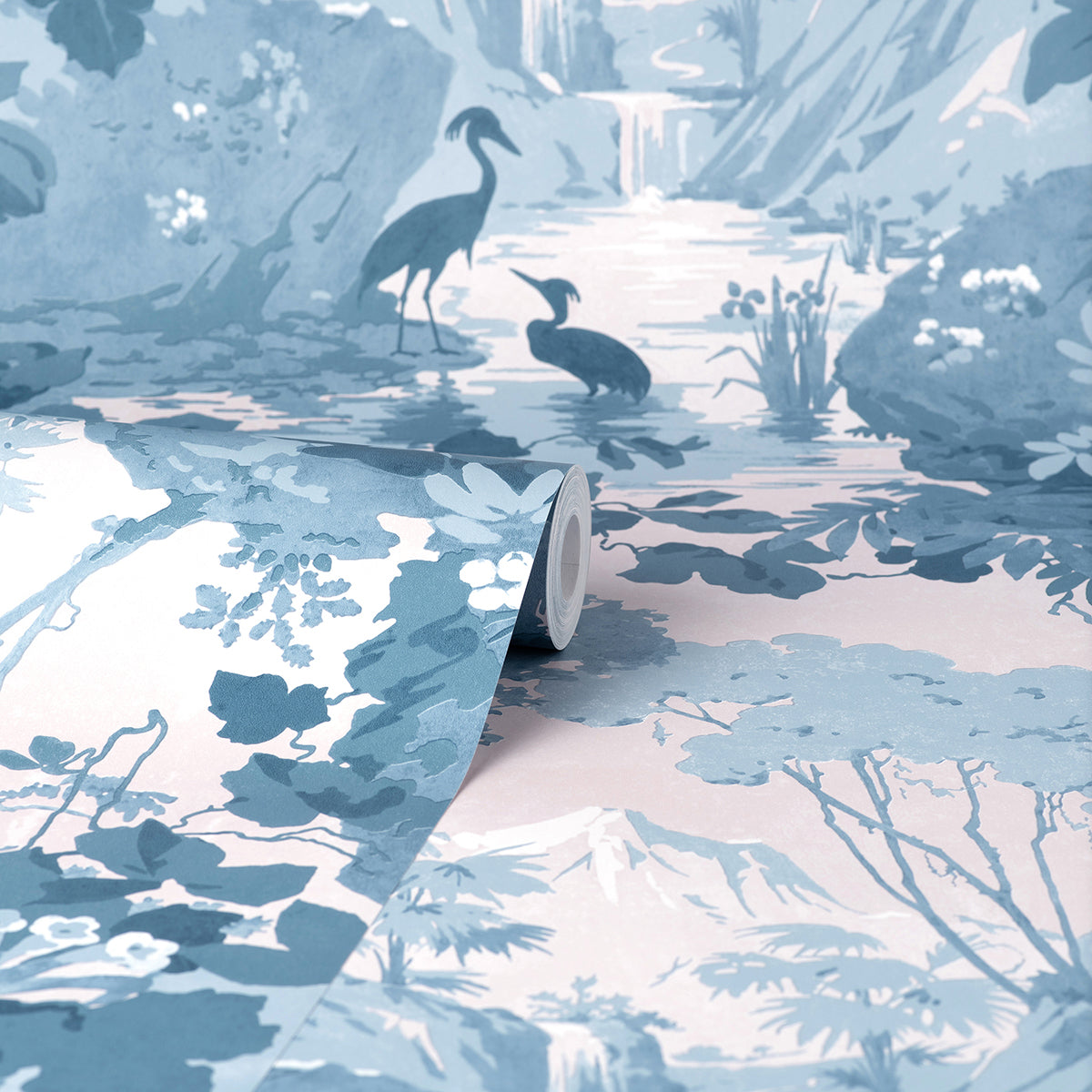 eden-blue-crane-lagoon-wallpaper-york-wallcoverings-m1675 - York Wallcoverings Papel pintado