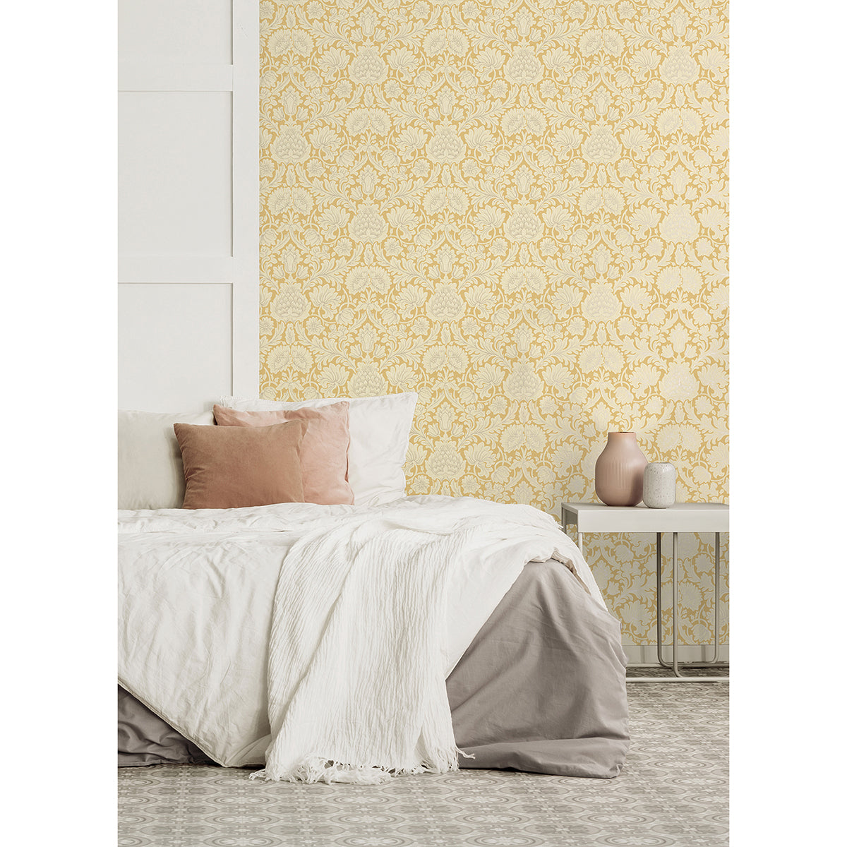 bamburg-mustard-floral-wallpaper-york-wallcoverings-m1682 - York Wallpaper Wallpaper