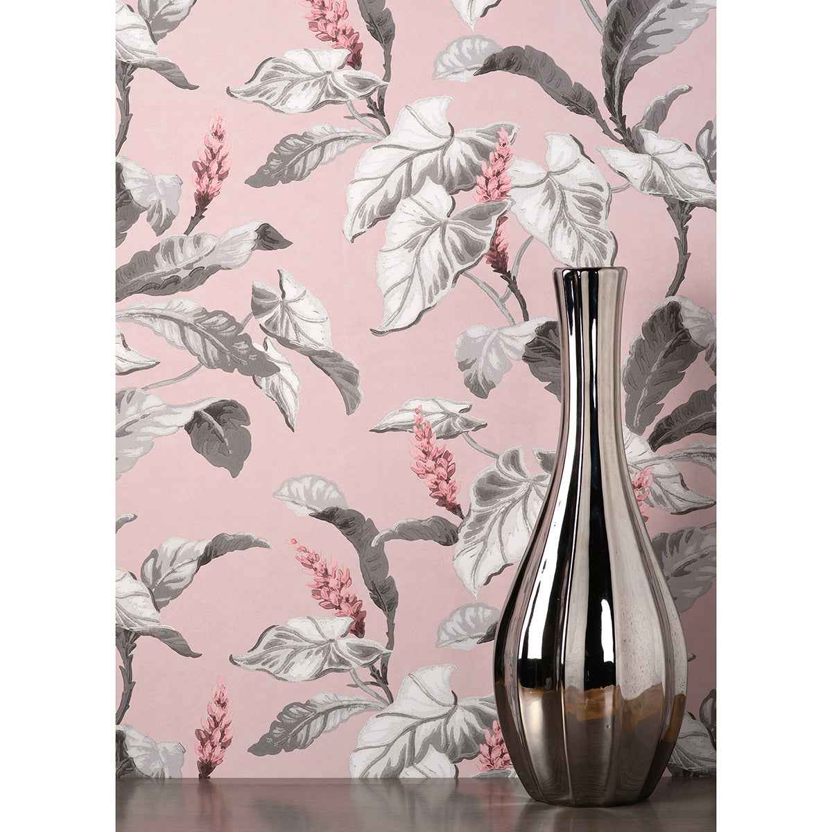 Meridian Parade Pink Tropical Leaves Wallpaper - York Wallcoverings - M1690 - York Wallcoverings Wallpaper
