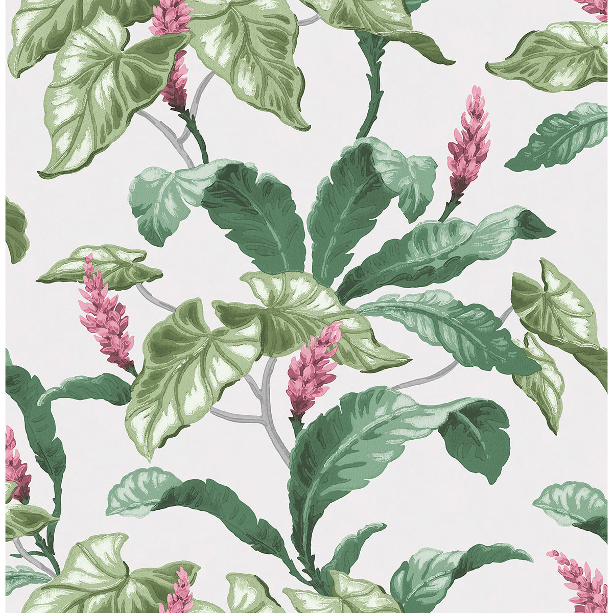 meridian-parade-green-tropical-leaves-wallpaper-york-wallcoverings-m1692 - York Wallcoverings Wallpaper
