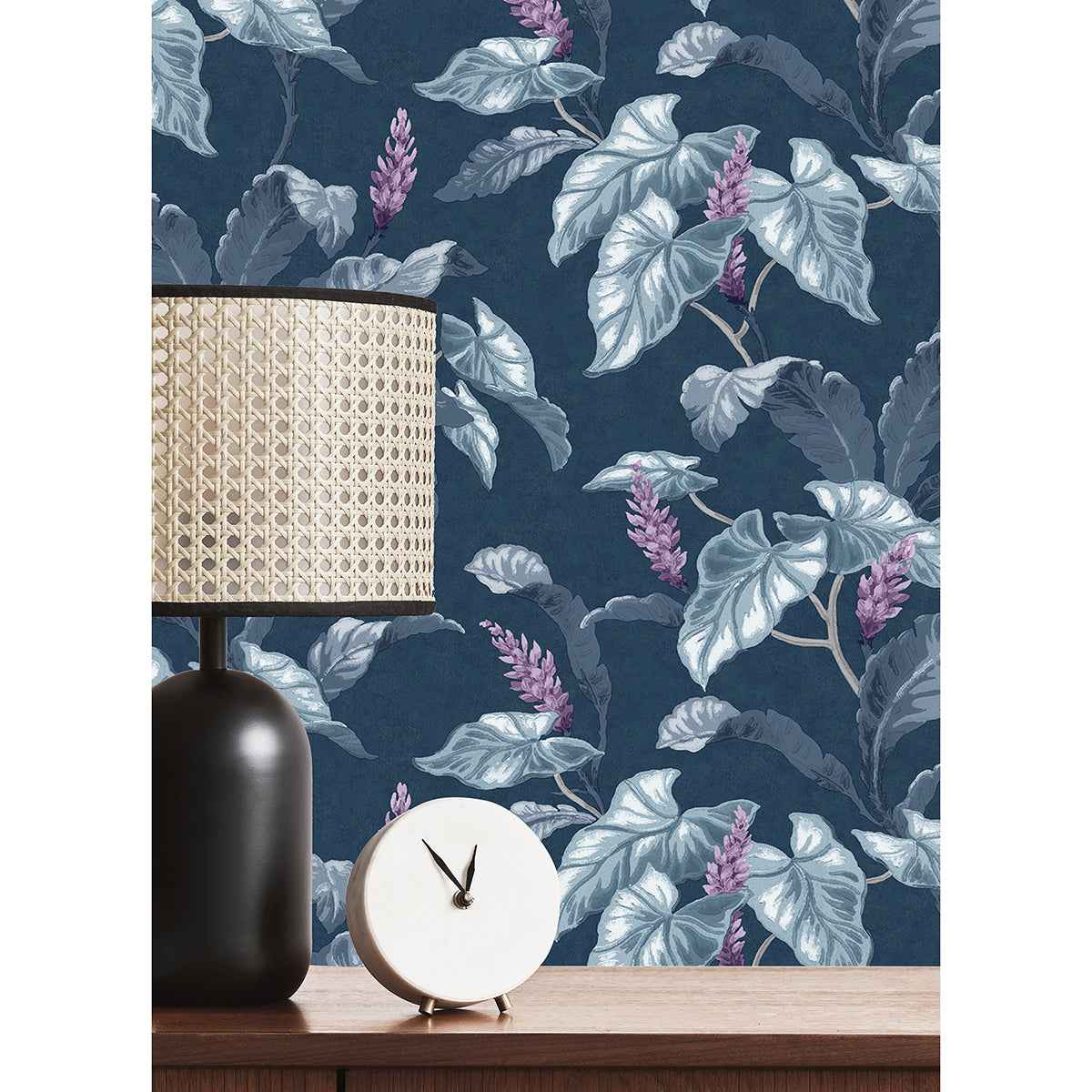 Meridian Parade Blue Tropical Leaves Wallpaper - York Wallcoverings - M1693 - York Wallcoverings Wallpaper