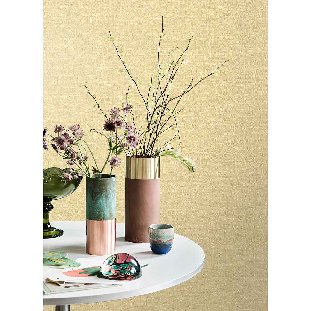 Glen Mustard Linen Wallpaper - York Wallcoverings - M1698 - York Wallcoverings Wallpaper