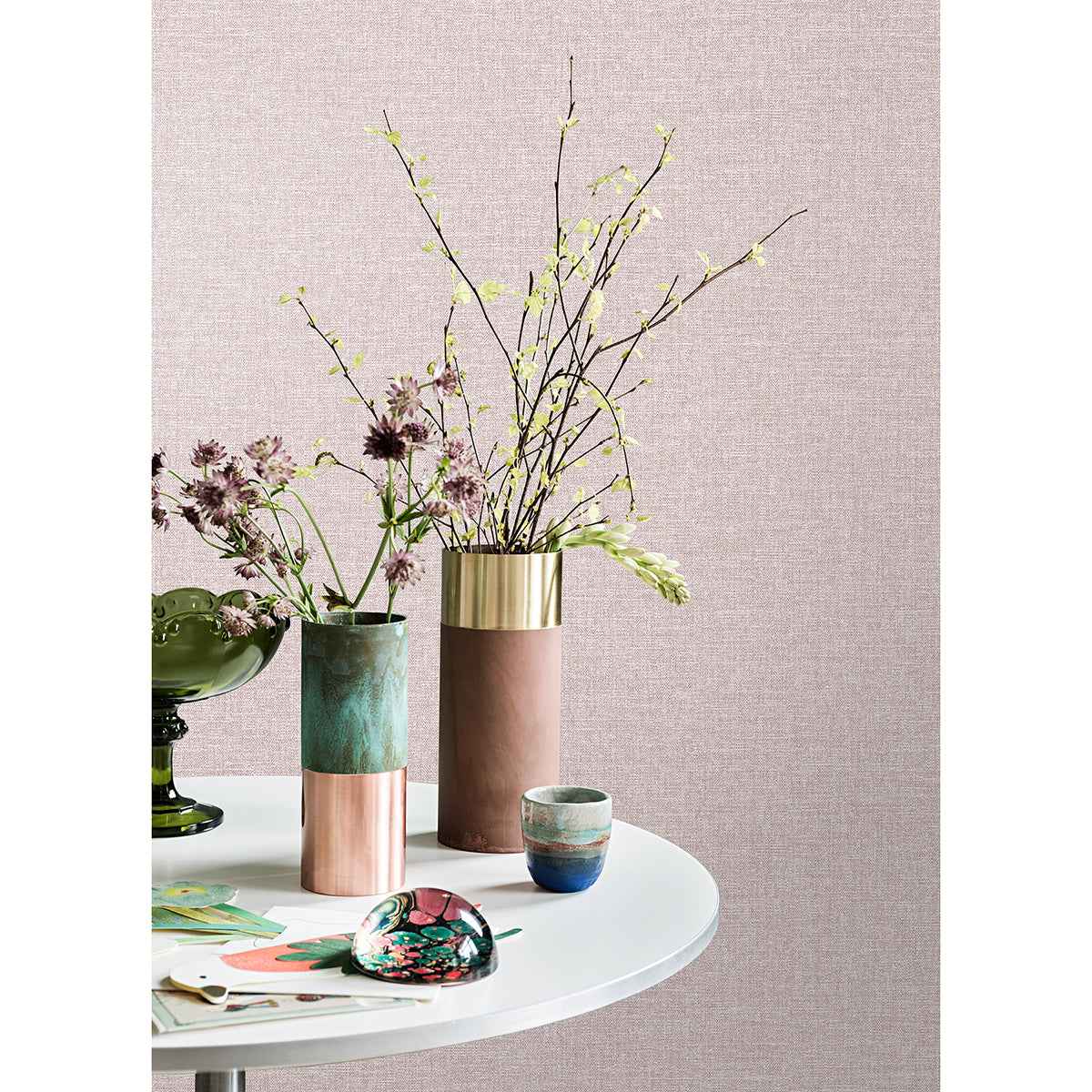 Glen Pink Linen Wallpaper - York Wallcoverings - M1699 - York Wallcoverings Wallpaper