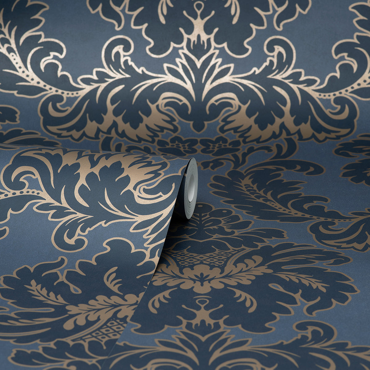 windsor-blue-damask-wallpaper-york-wallcoverings-m1704 - York Wallcoverings Wallpaper