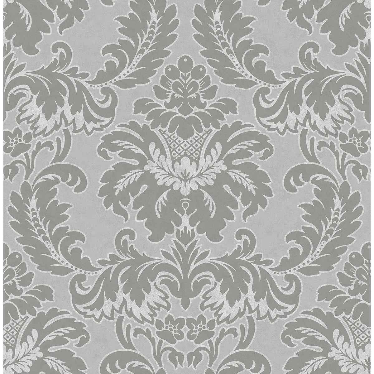 Windsor Grey Damask Wallpaper - York Wallcoverings - M1705 - York Wallcoverings Wallpaper