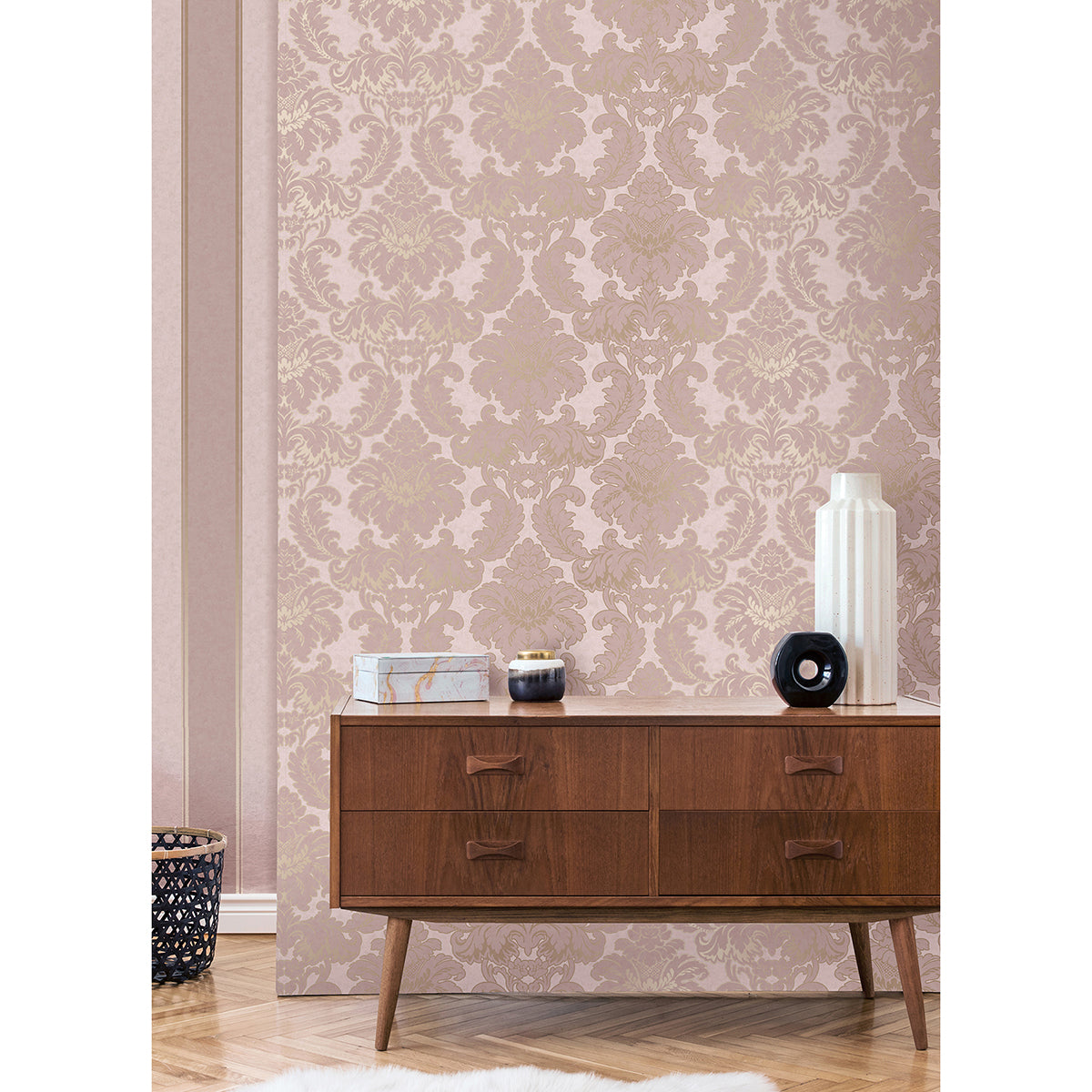 windsor-pink-damask-wallpaper-york-wallcoverings-m1706 - York Wallpaper Wallpaper