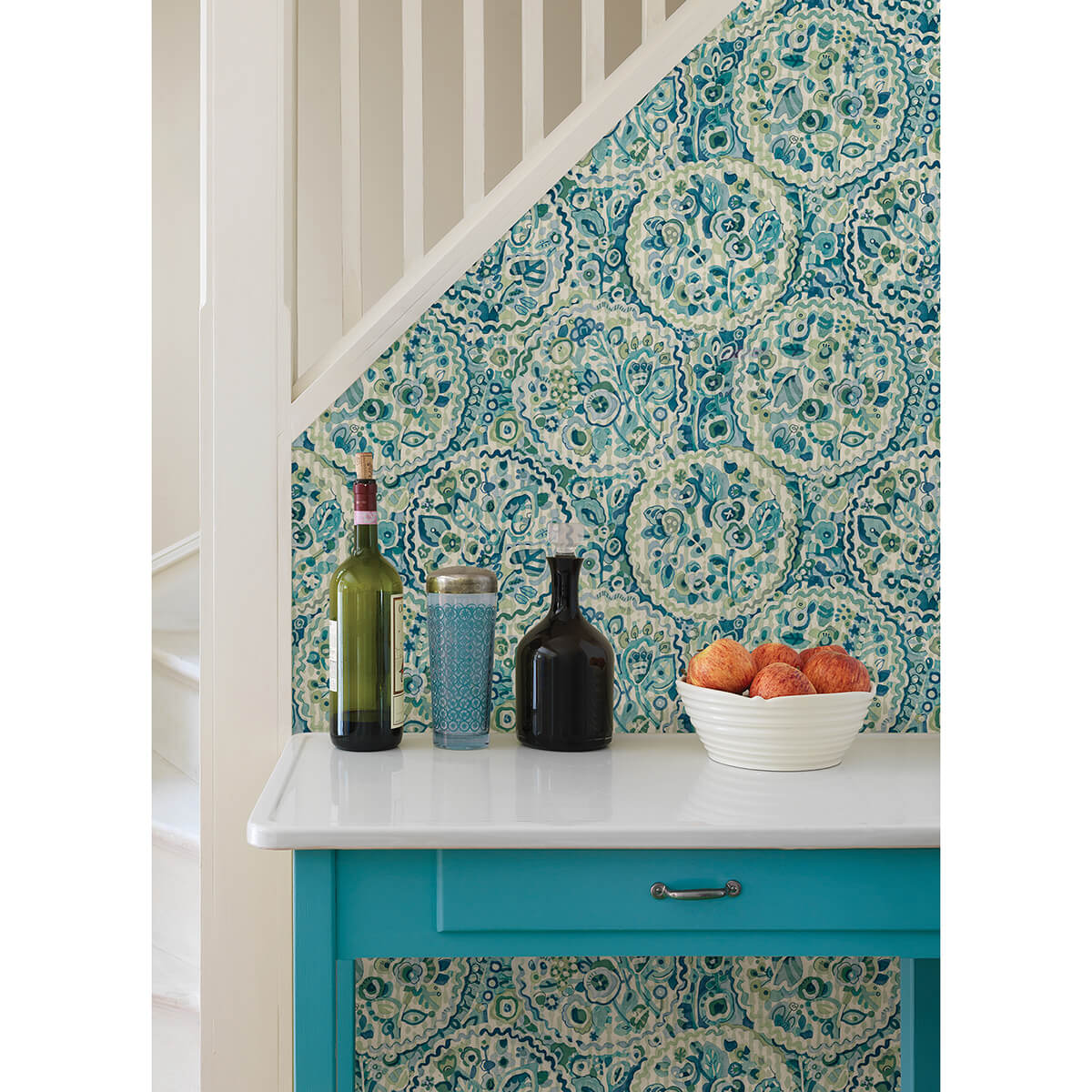 teal-camille-peel-and-stick-wallpaper-york-wallcoverings-cbs4507 - York Wallcoverings Wallpaper