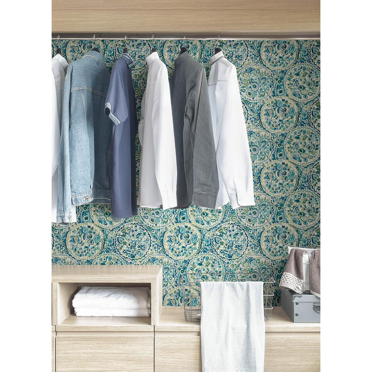 teal-camille-peel-and-stick-wallpaper-york-wallcoverings-cbs4507 - York Wallcoverings Wallpaper