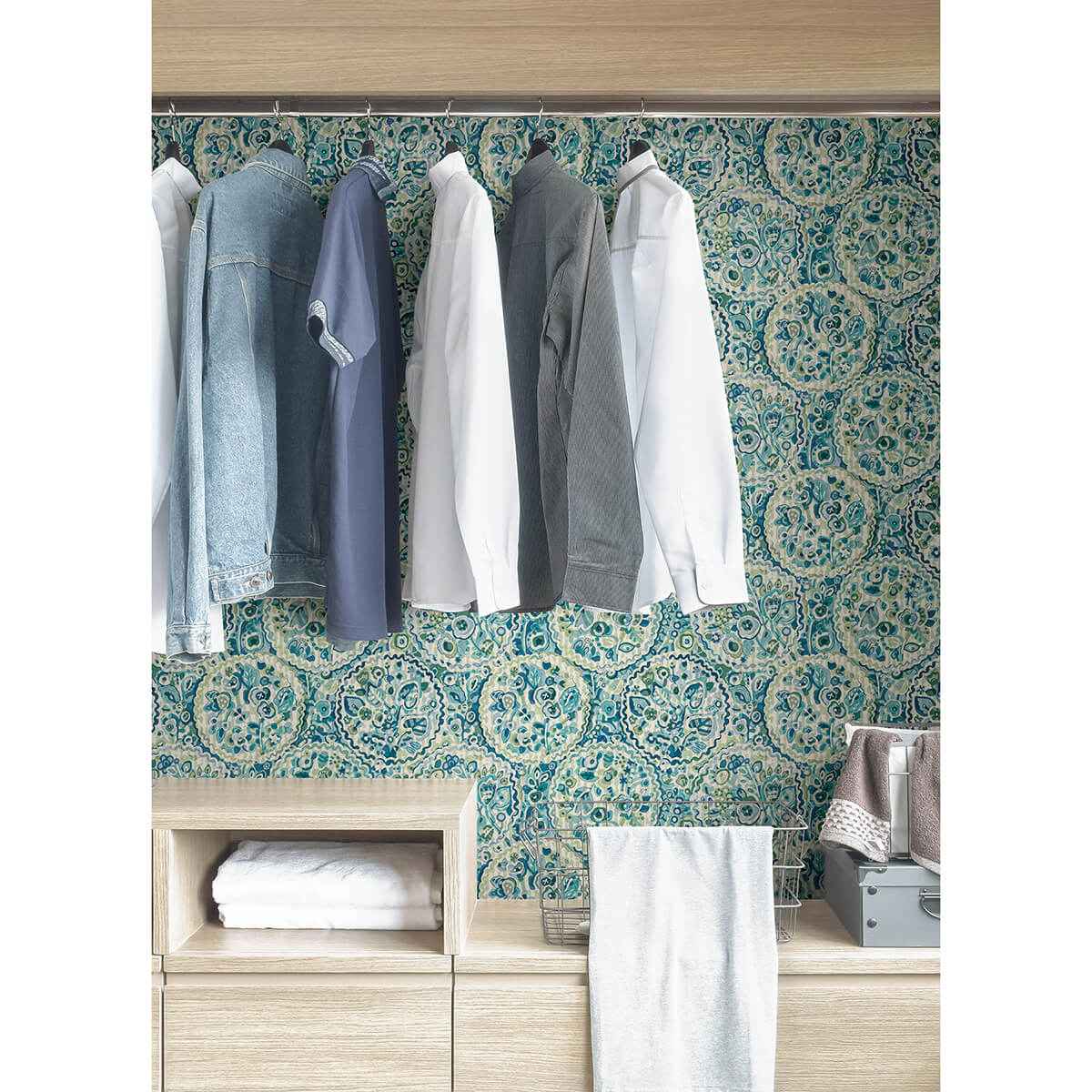 Teal Camille Peel & Stick Wallpaper - York Wallcoverings - CBS4507 - York Wallcoverings Wallpaper