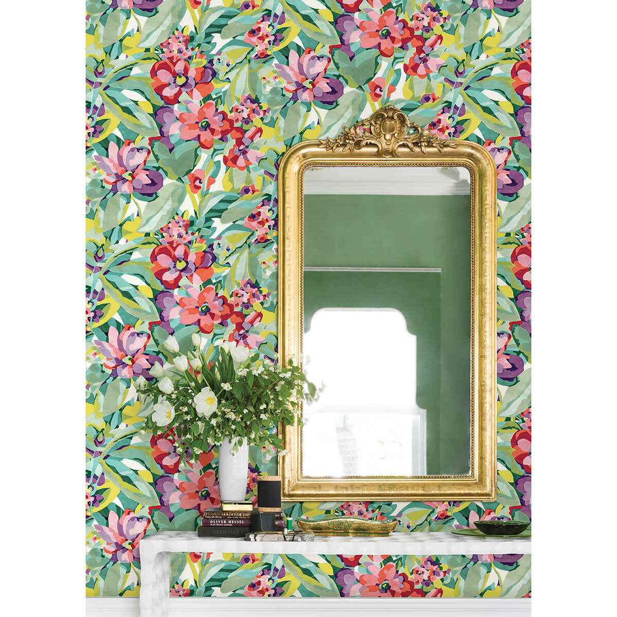 Multi Belles Fleurs Peel and Stick Wallpaper - York Wallcoverings - CBS4509 - York Wallcoverings Wallpaper