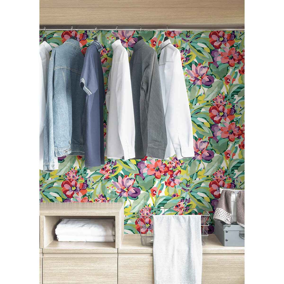 Multi Belles Fleurs Peel and Stick Wallpaper - York Wallcoverings - CBS4509 - York Wallcoverings Wallpaper
