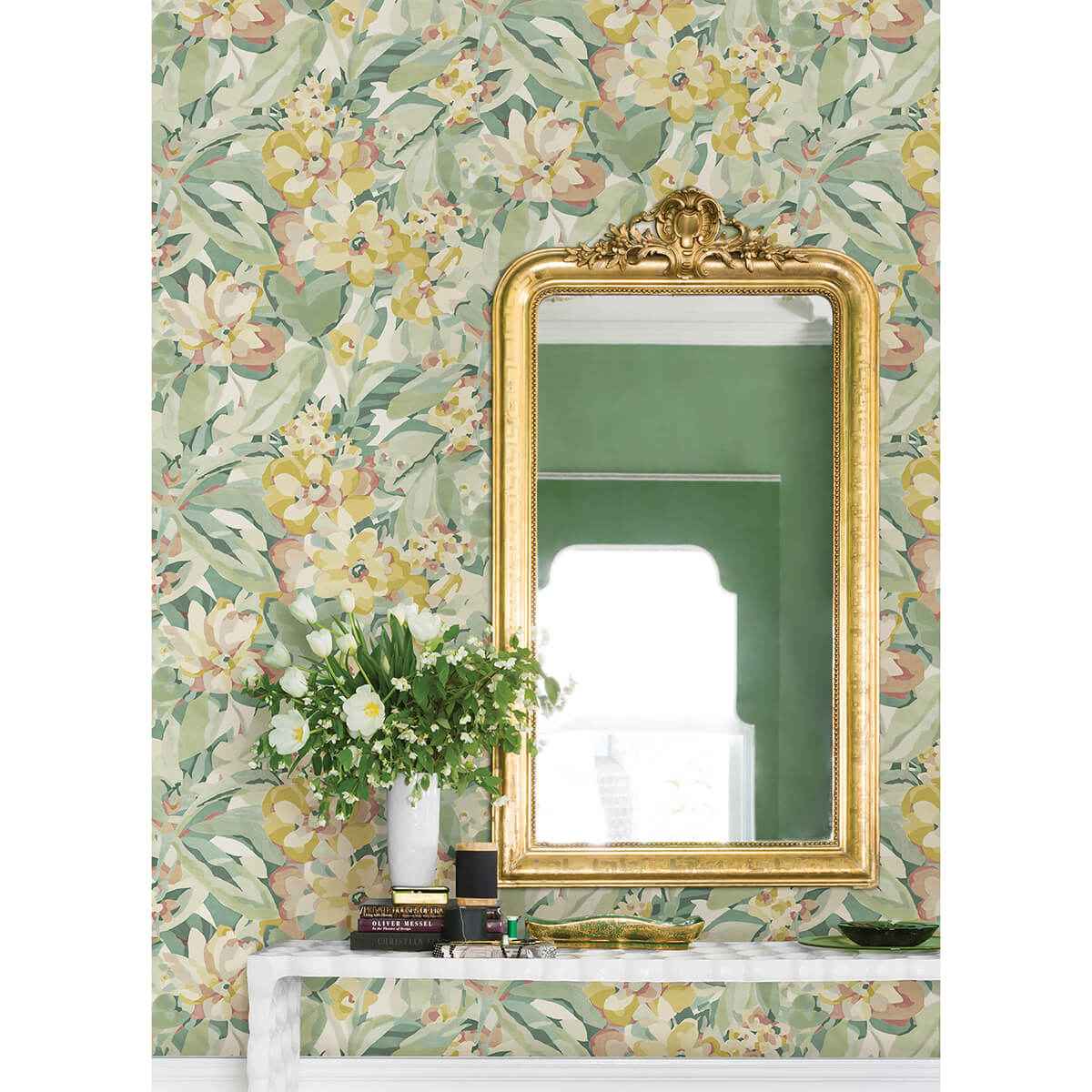 Yellow Belles Fleurs Peel and Stick Wallpaper - York Wallcoverings - CBS4510 - York Wallcoverings Wallpaper