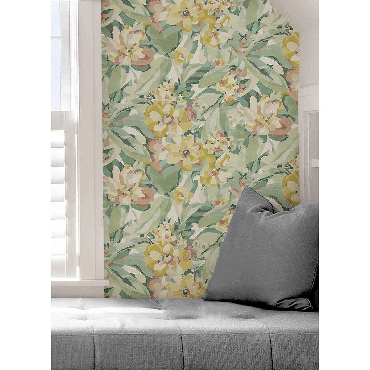 Yellow Belles Fleurs Peel and Stick Wallpaper - York Wallcoverings - CBS4510 - York Wallcoverings Wallpaper