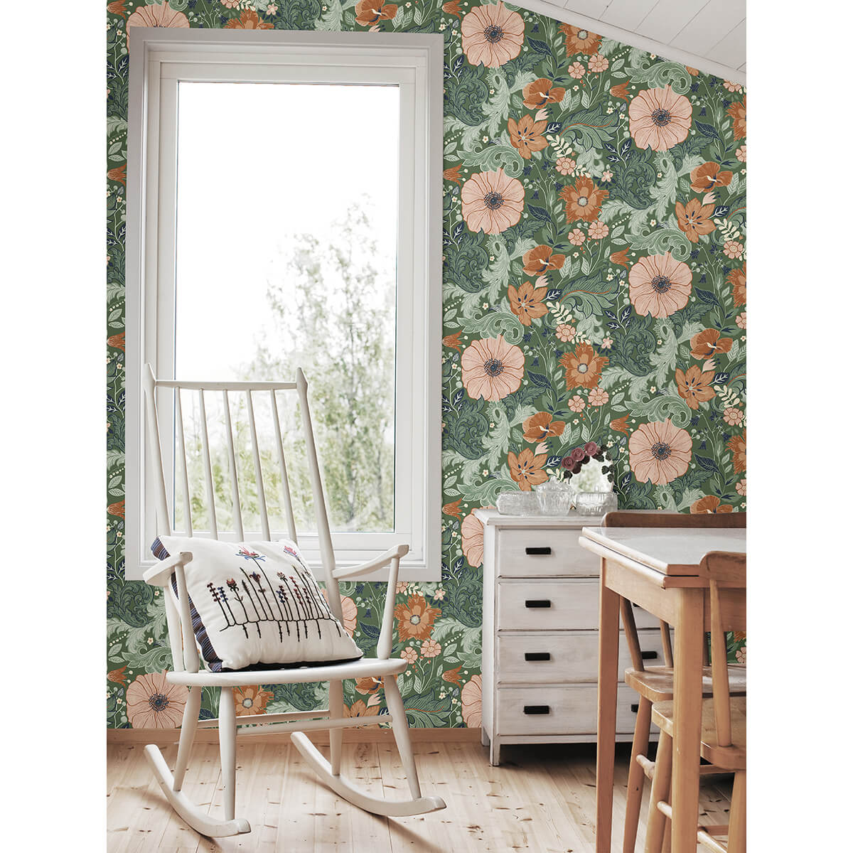 victoria-green-floral-nouveau-wallpaper-york-wallcoverings-2999-13109 - York Wallcoverings Papel pintado