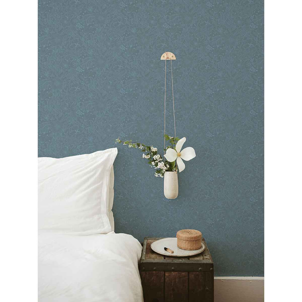Wilma Blue Block Print Wallpaper - York Wallcoverings - 2999-13128 - York Wallcoverings Wallpaper
