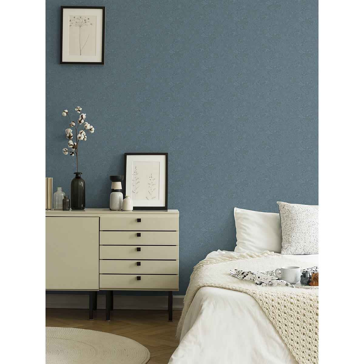 Wilma Blue Block Print Wallpaper - York Wallcoverings - 2999-13128 - York Wallcoverings Wallpaper