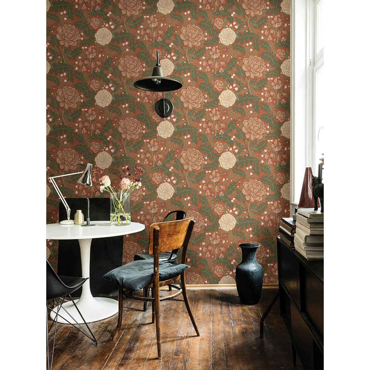 Camille Red Peony & Lily Wallpaper - York Wallcoverings - 2999-14004 - York Wallcoverings Wallpaper