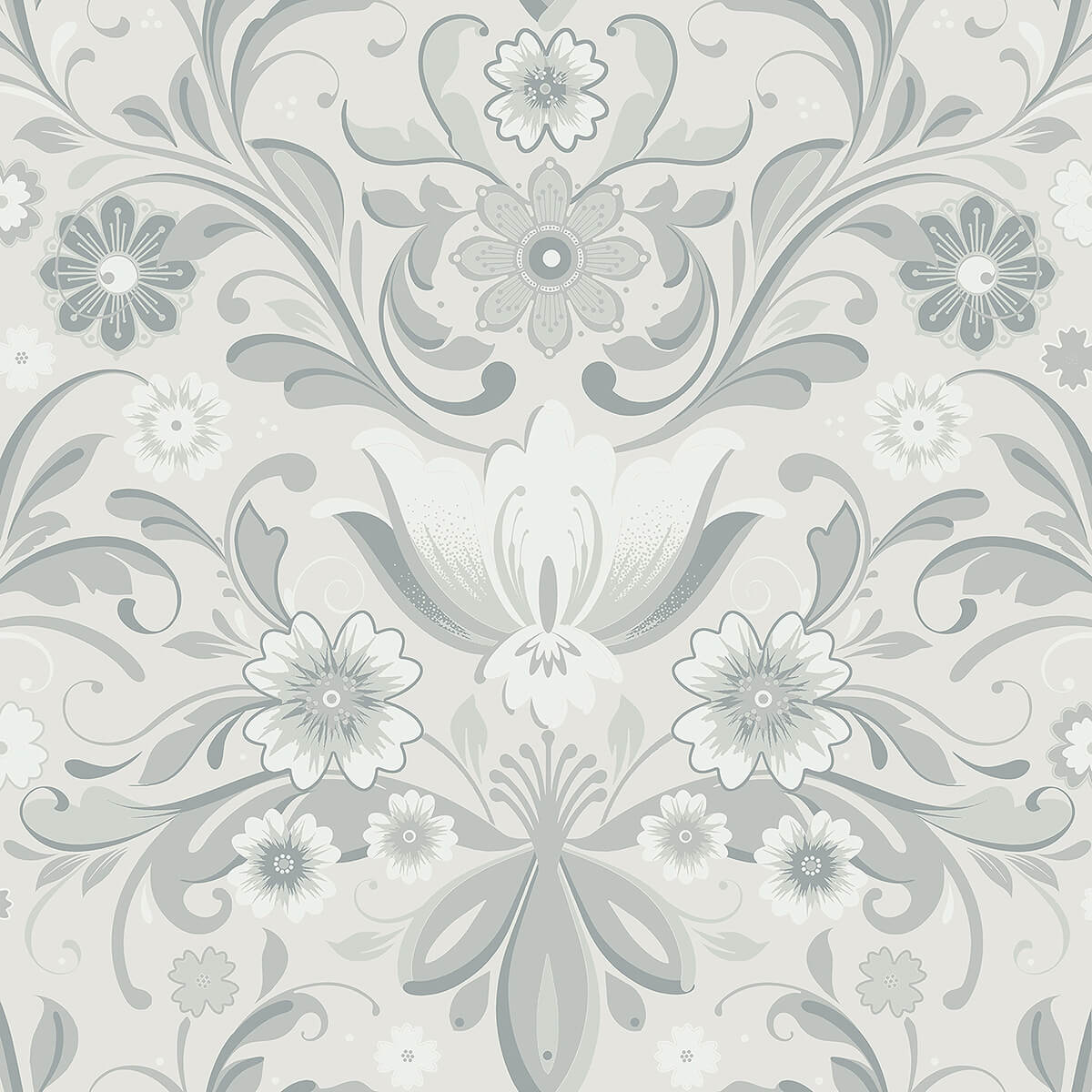ostanskar-light-grey-retro-floral-wallpaper-york-wallcoverings-2999-24109 - York Wallcoverings Wallpaper