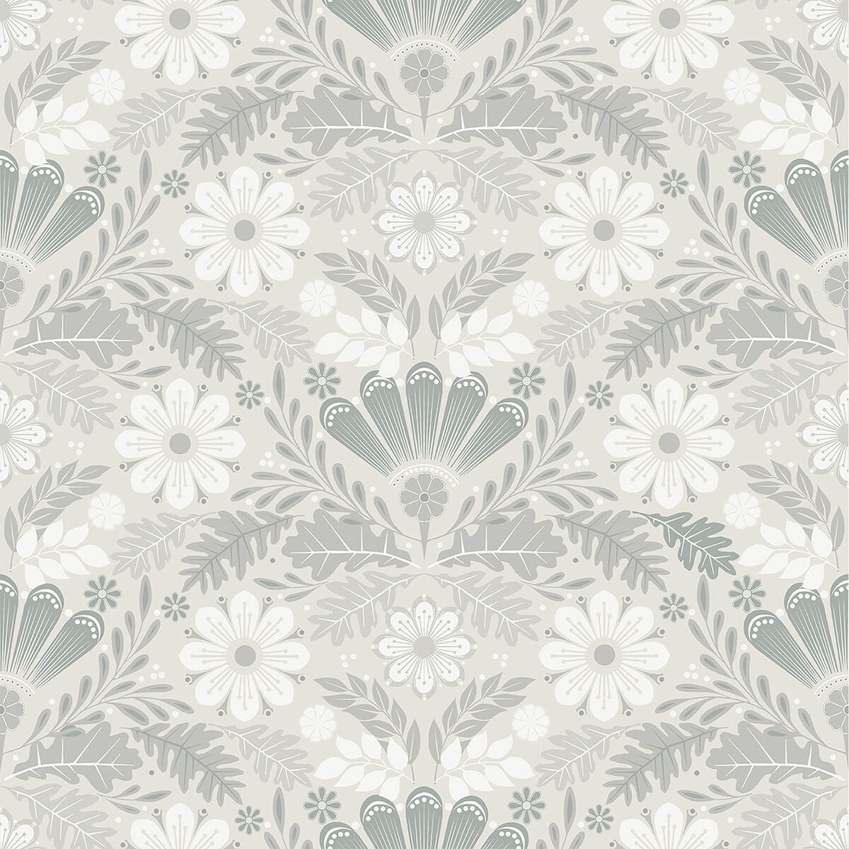 klockrike-light-grey-botanical-damask-wallpaper-york-wallcoverings-2999-24125 - York Wallcoverings Wallpaper