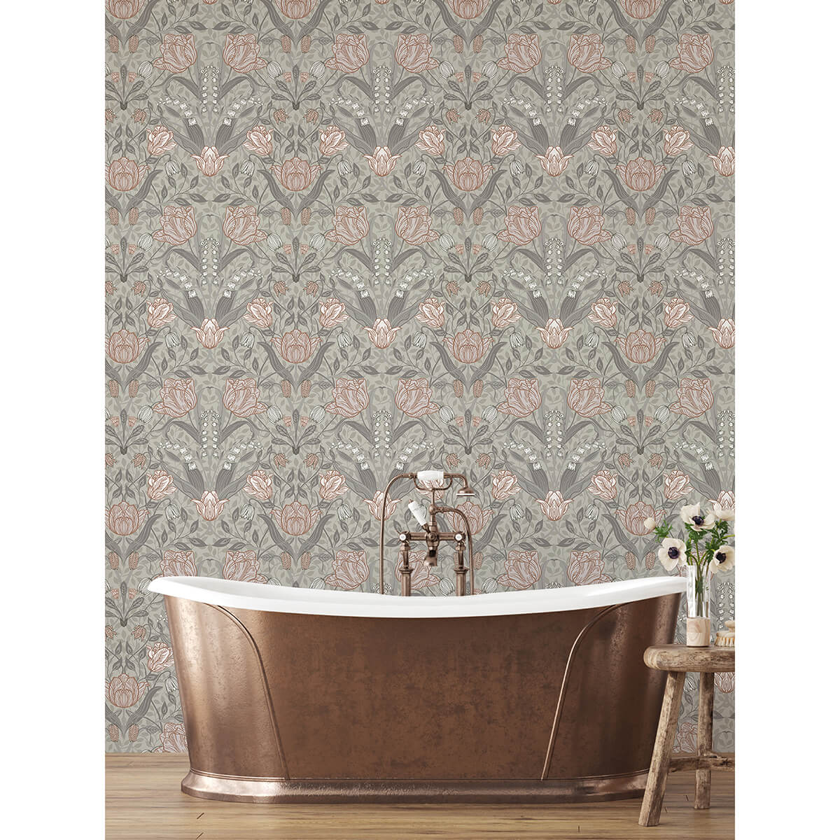 filippa-grey-tulip-wallpaper-york-wallcoverings-2999-44105 - York Wallcoverings Papel pintado