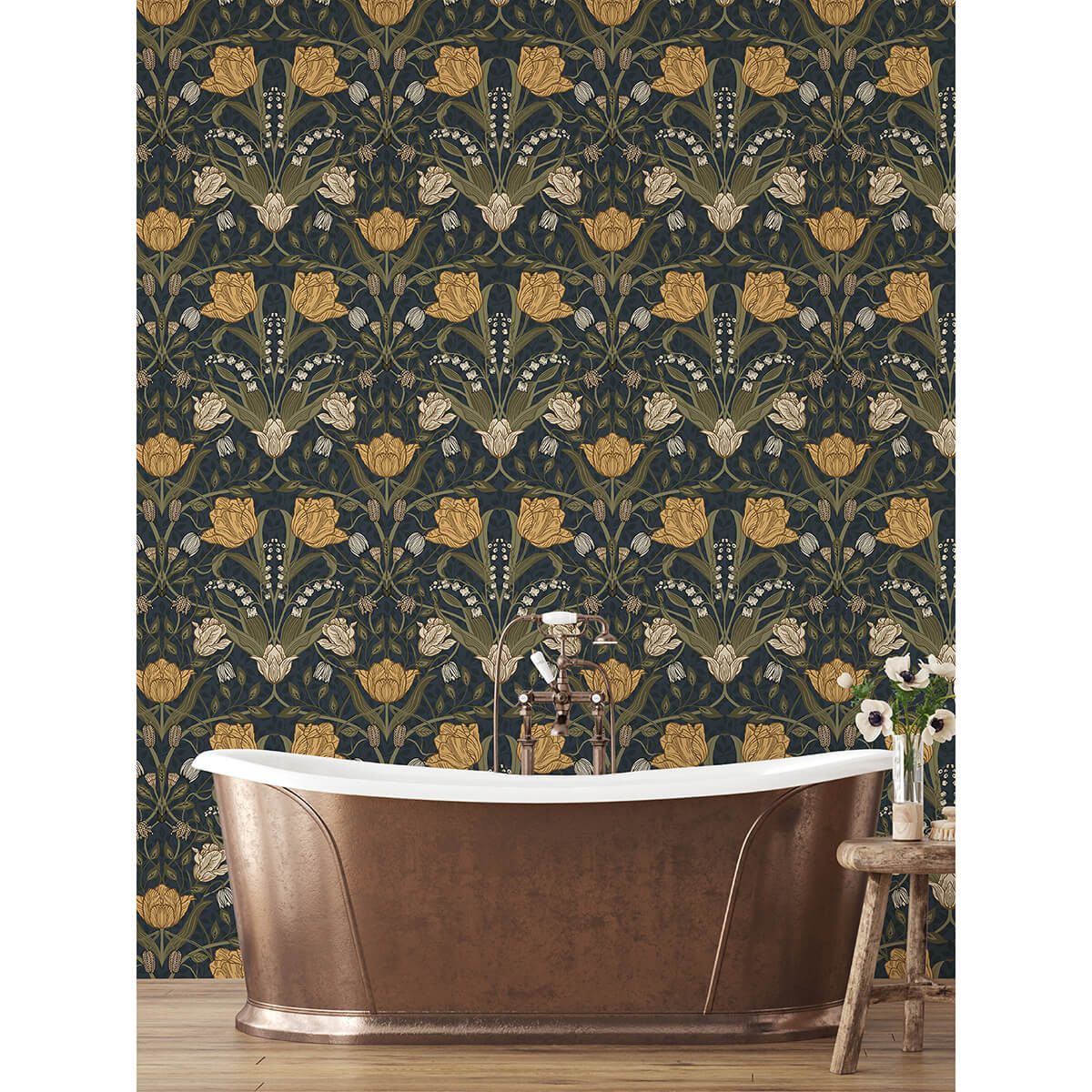 filippa-navy-tulip-wallpaper-york-wallcoverings-2999-44106 - York Wallcoverings Papel pintado