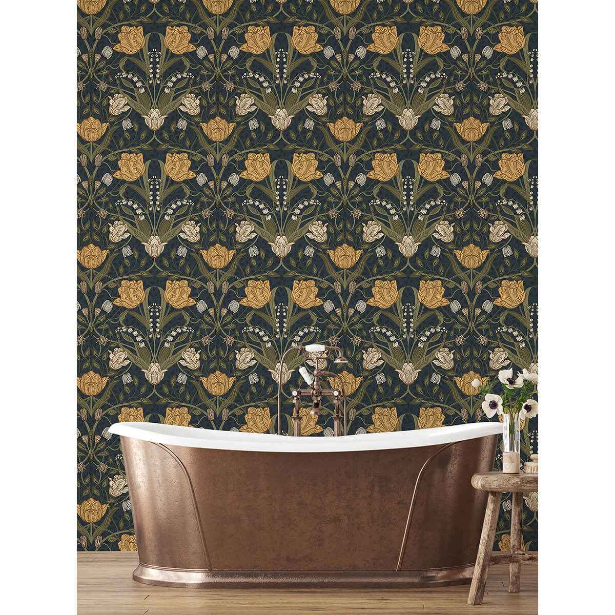 Filippa Navy Tulip Wallpaper - York Wallcoverings - 2999-44106 - York Wallcoverings Wallpaper
