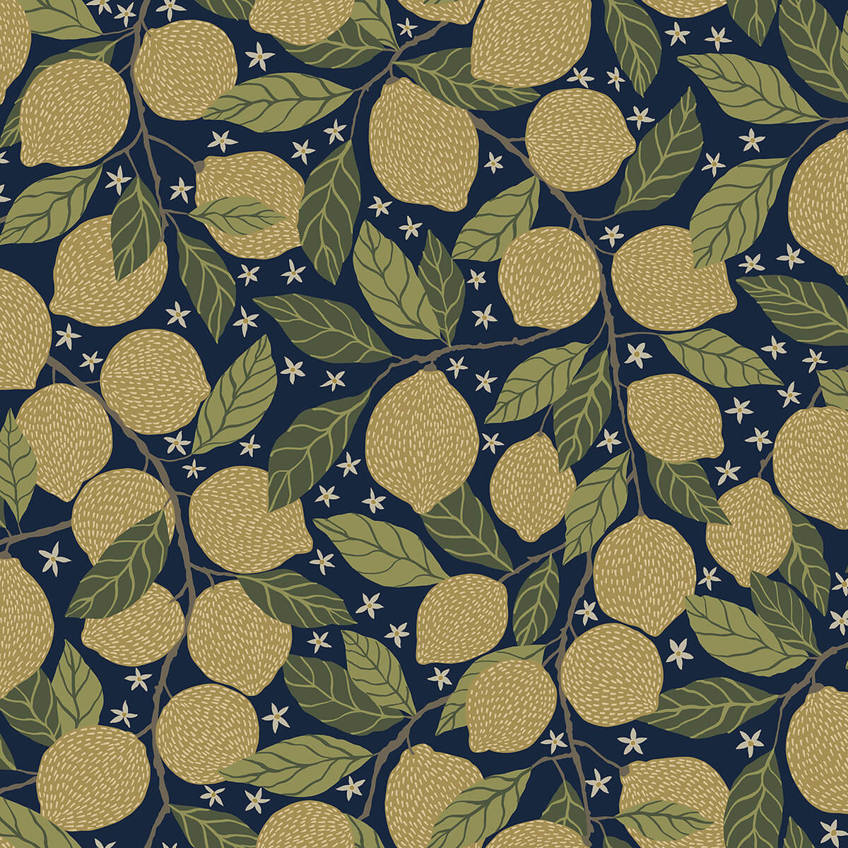 lemona-navy-fruit-tree-wallpaper-york-wallcoverings-2999-44118 - York Wallcoverings Papel pintado