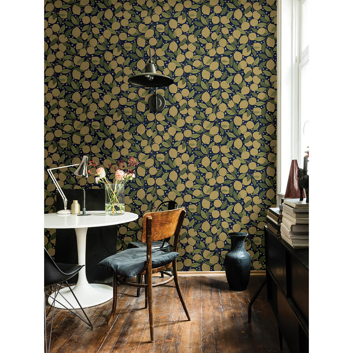 lemona-navy-fruit-tree-wallpaper-york-wallcoverings-2999-44118 - York Wallcoverings Papel pintado