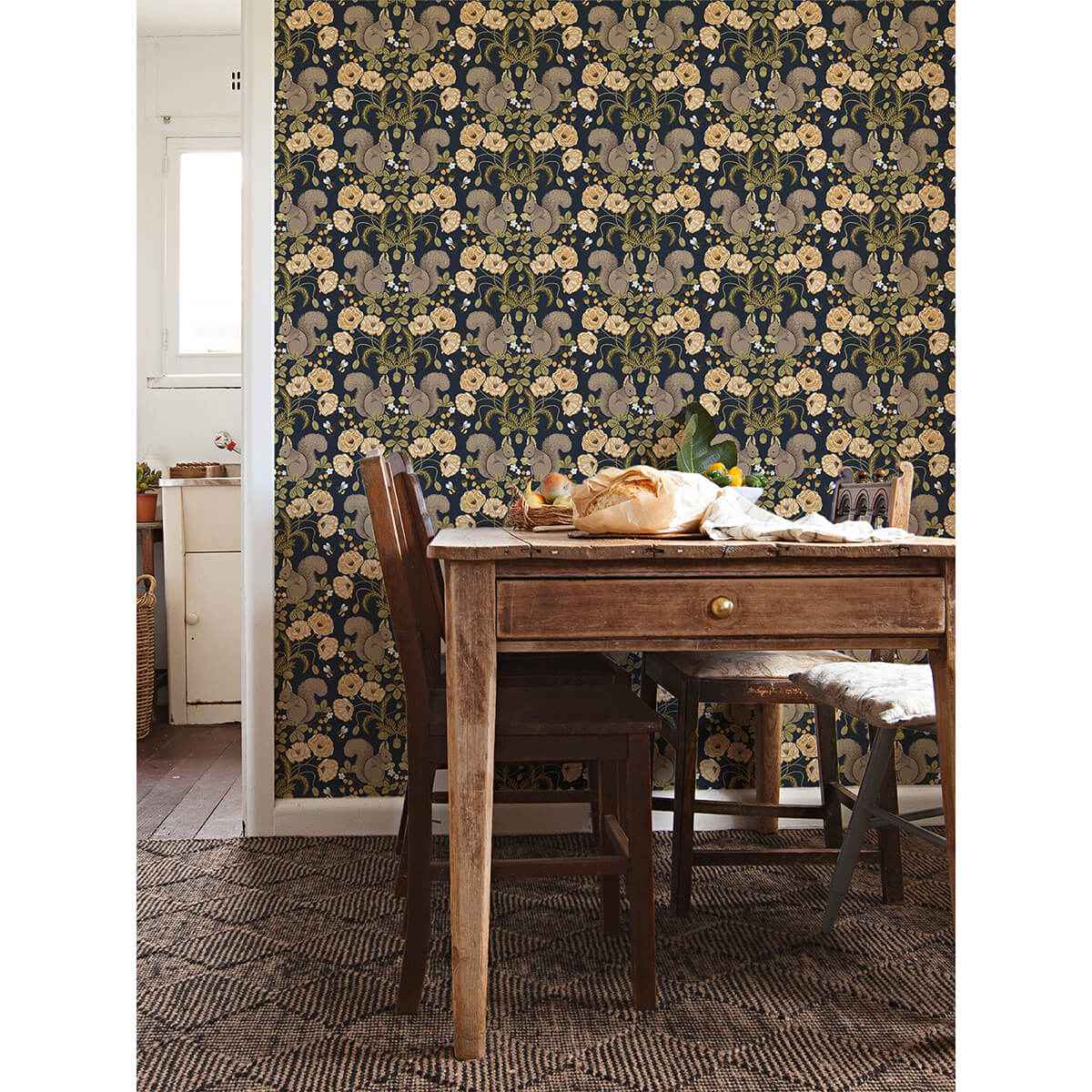 Kurre Dark Blue Woodland Damask Wallpaper - York Wallcoverings - 2999-44123 - York Wallcoverings Wallpaper