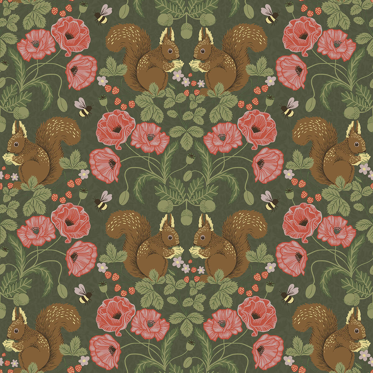 kurre-dark-green-woodland-damask-wallpaper-york-wallcoverings-2999-44124 - York Wallcoverings Papel pintado