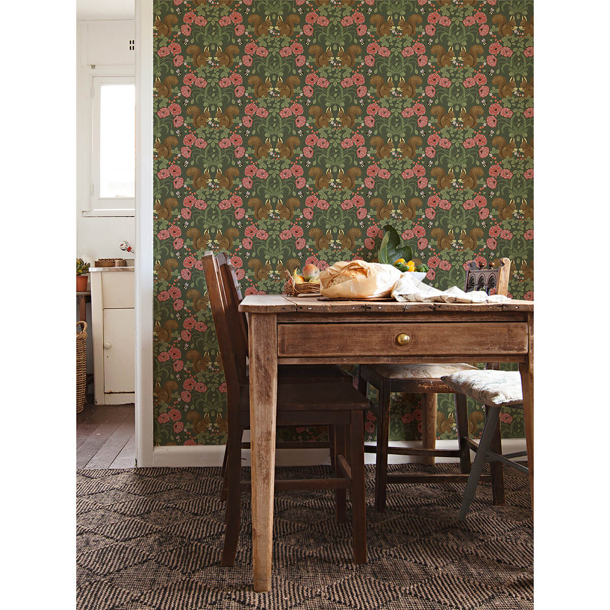 kurre-dark-green-woodland-damask-wallpaper-york-wallcoverings-2999-44124 - York Wallcoverings Papel pintado