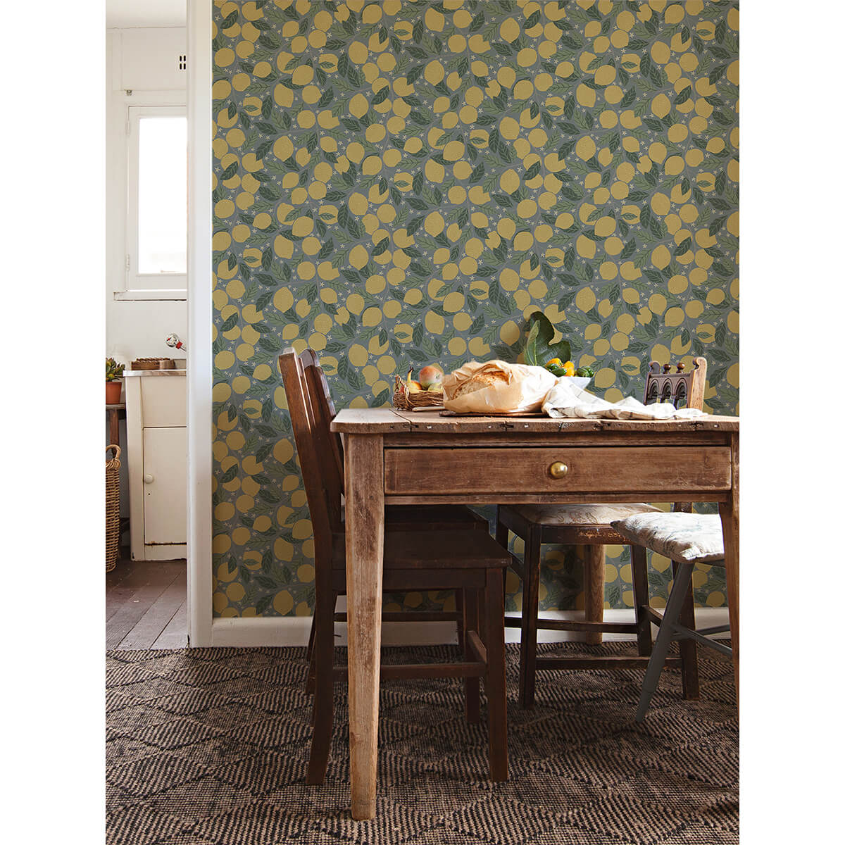 lemona-blue-fruit-tree-wallpaper-york-wallcoverings-2999-44132 - York Wallcoverings Papel pintado