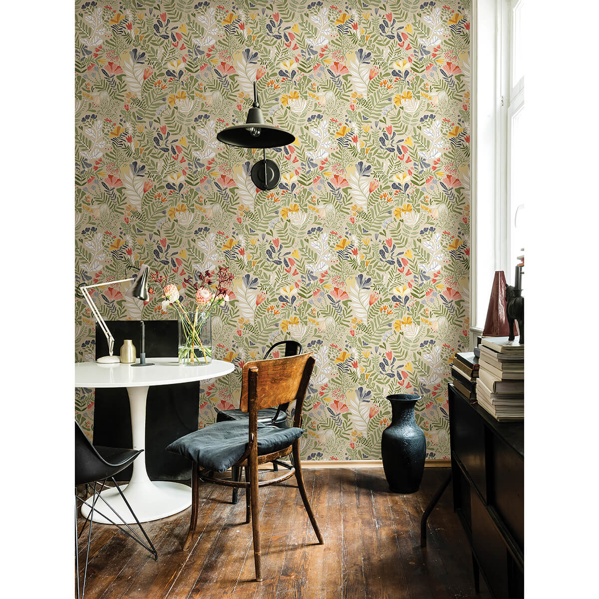 brittsommar-beige-green-woodland-floral-wallpaper-york-wallcoverings-2999-55011 - York Wallcoverings Papel pintado
