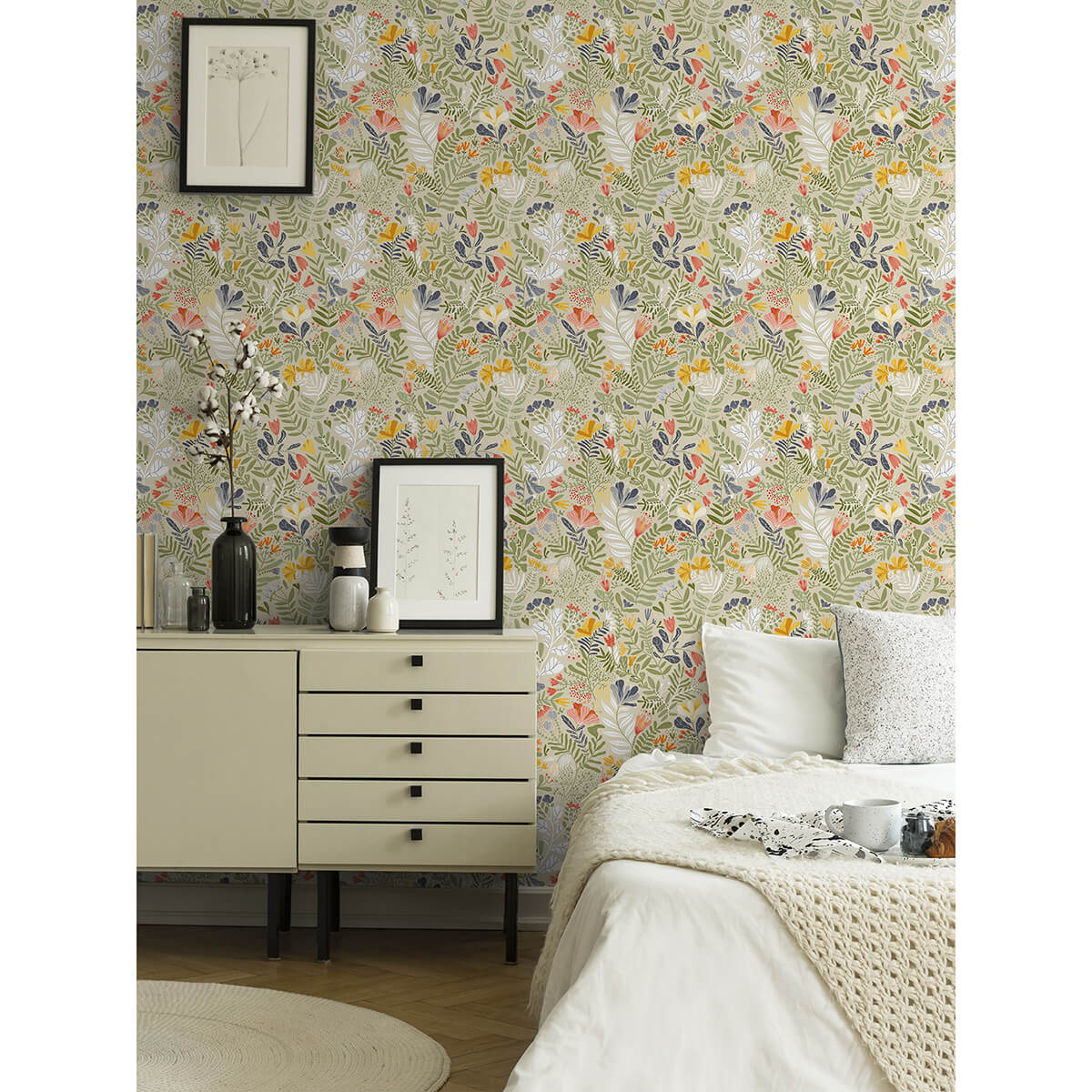 brittsommar-beige-green-woodland-floral-wallpaper-york-wallcoverings-2999-55011 - York Wallcoverings Papel pintado