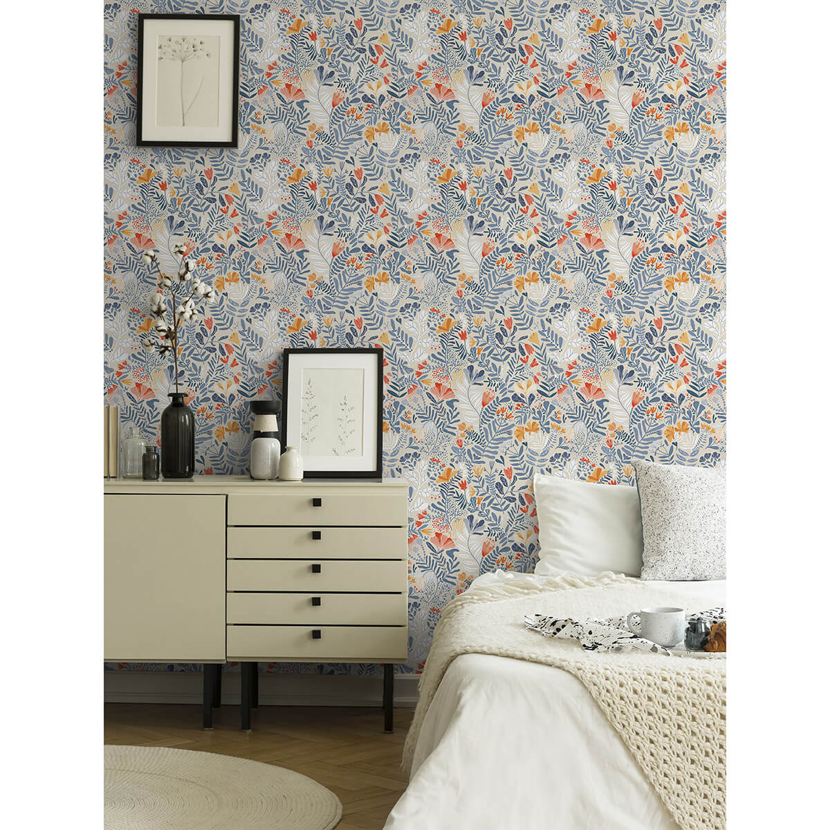 brittsommar-light-blue-woodland-floral-wallpaper-york-wallcoverings-2999-55013 - York Wallcoverings Wallpaper