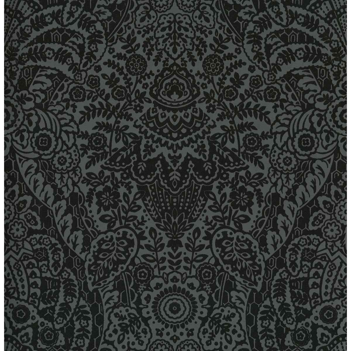 Maris Charcoal Flock Damask Wallpaper - York Wallcoverings - 2973-87365 - York Wallcoverings Wallpaper
