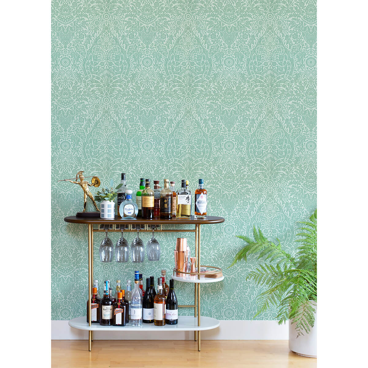 maris-mint-flock-damask-wallpaper-york-wallcoverings-2973-87369 - York Wallcoverings Papel pintado