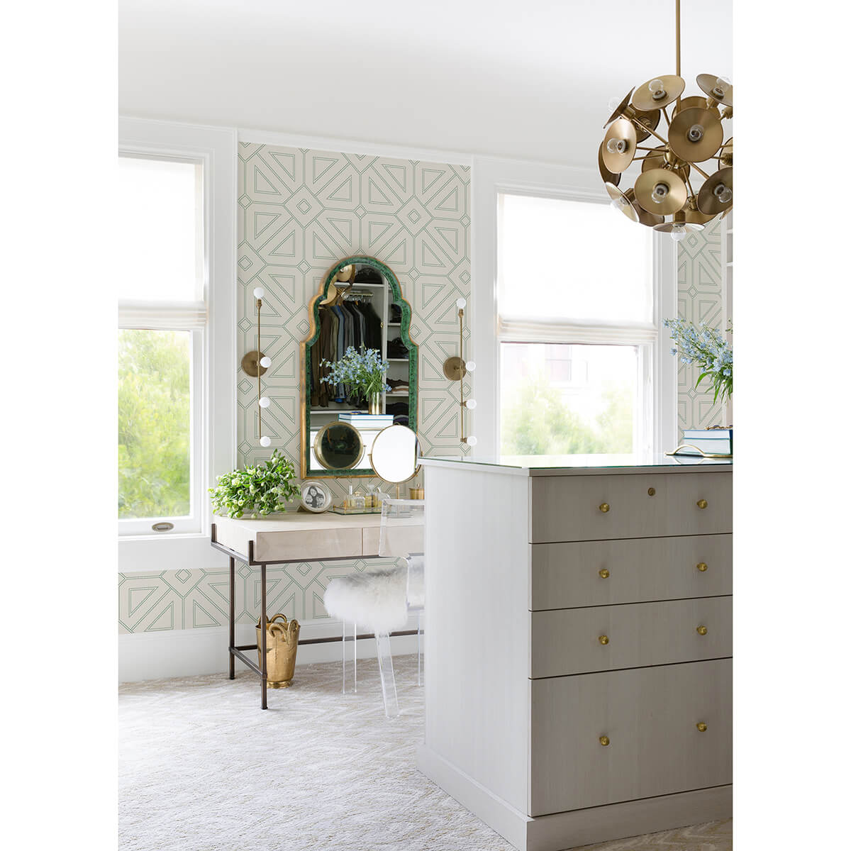 voltaire-green-beaded-geometric-wallpaper-york-wallcoverings-2973-87373 - York Wallcoverings Wallpaper