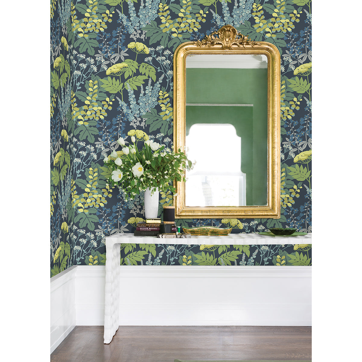 brie-dark-blue-forest-flowers-wallpaper-york-wallcoverings-2973-90001 - York Wallcoverings Wallpaper