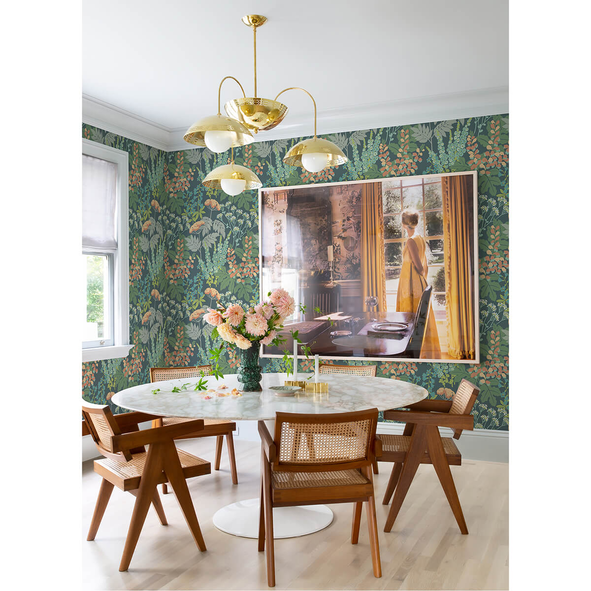 brie-teal-forest-flowers-wallpaper-york-wallcoverings-2973-90008 - York Wallcoverings Wallpaper