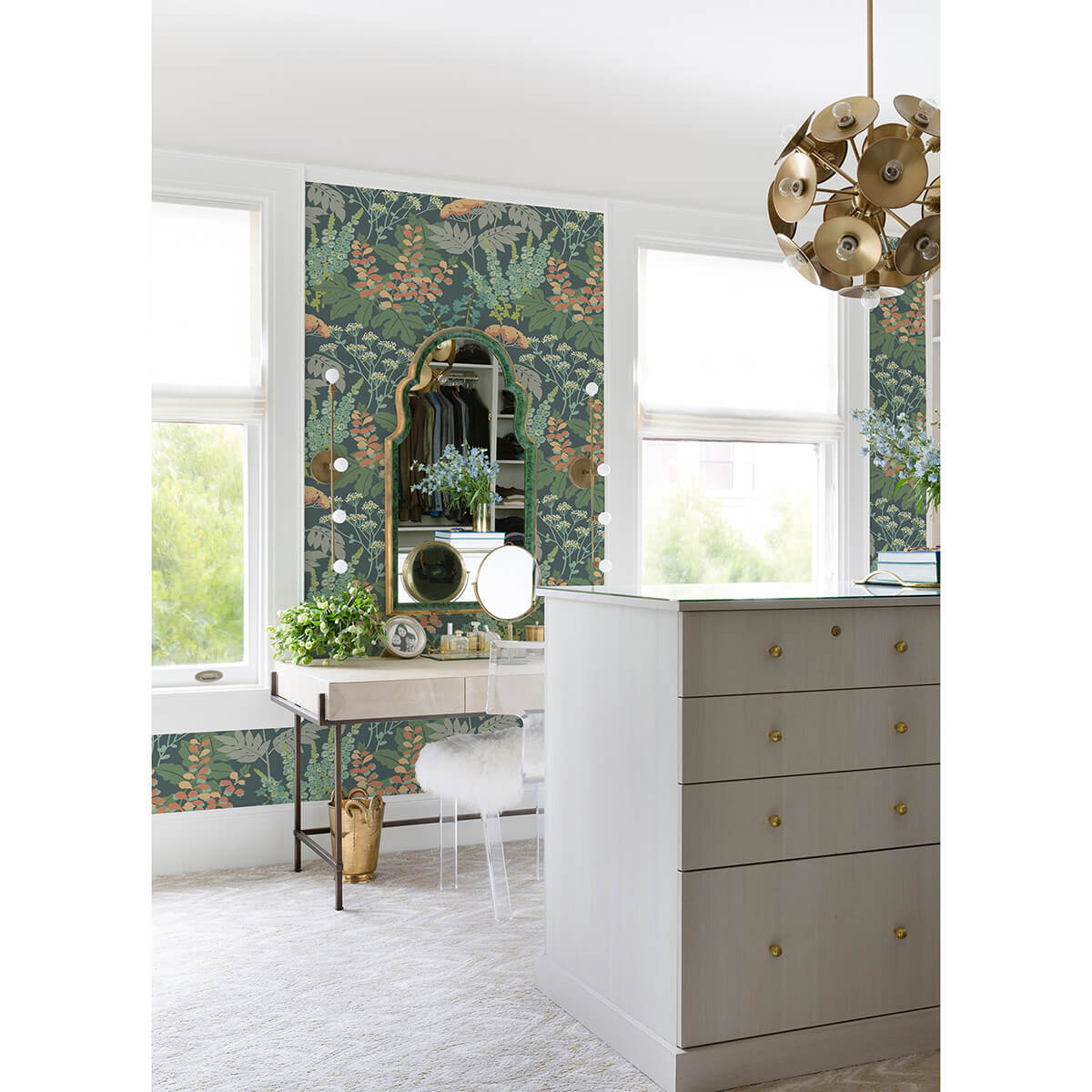 brie-teal-forest-flowers-wallpaper-york-wallcoverings-2973-90008 - York Wallcoverings Wallpaper