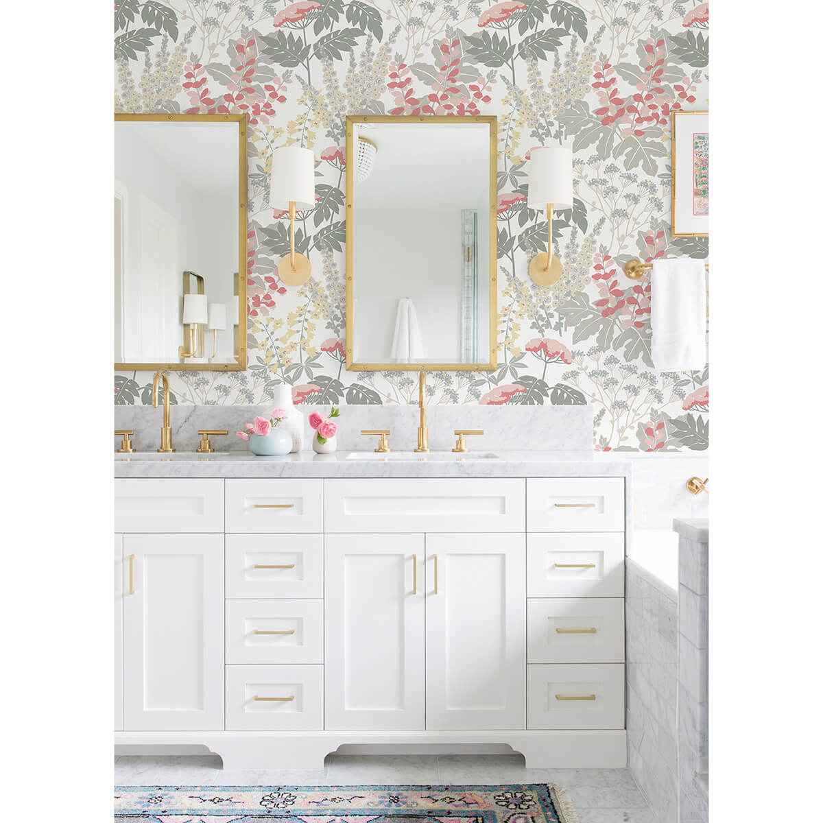 Brie Pink Forest Flowers Wallpaper - York Wallcoverings - 2973-90014 - York Wallcoverings Wallpaper