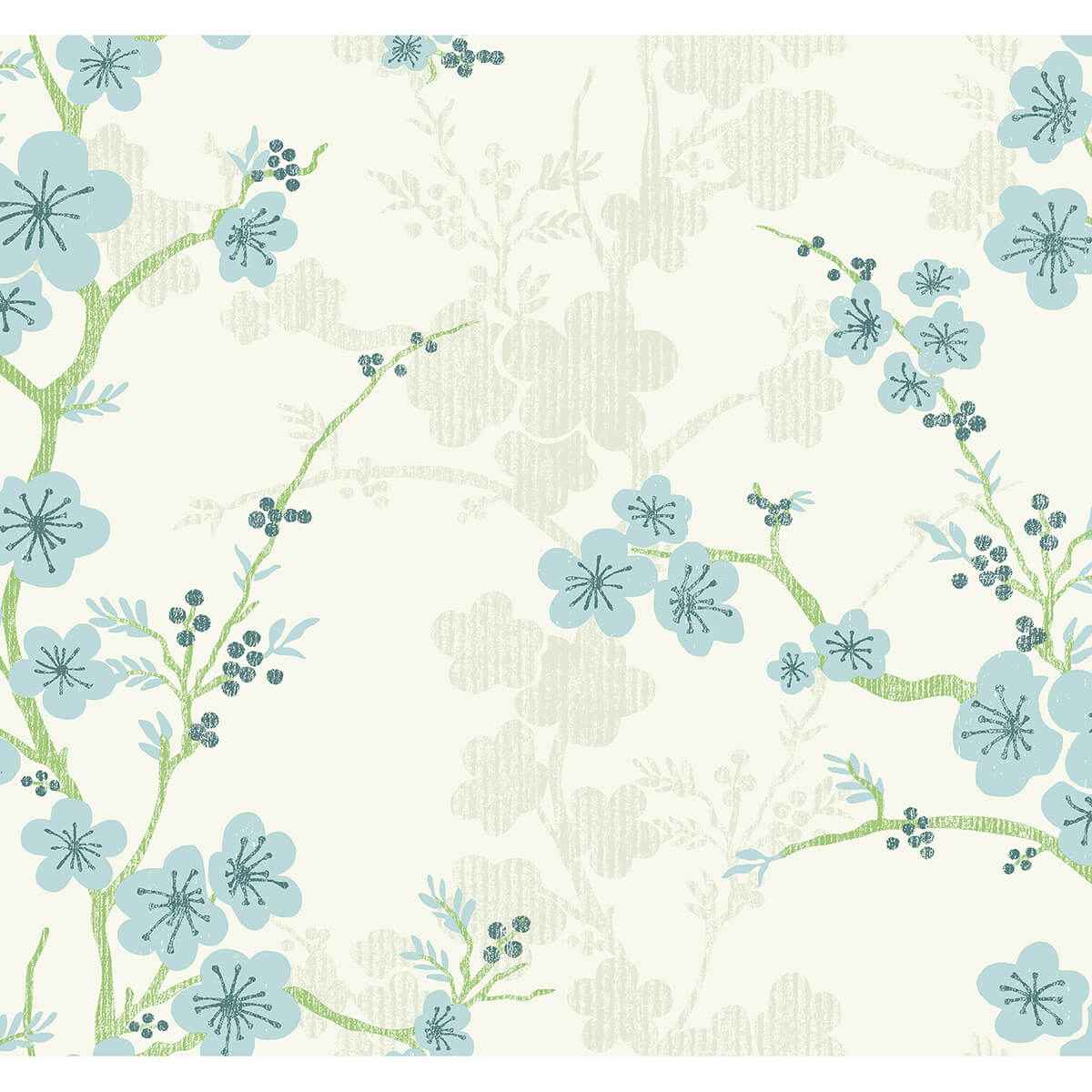Nicolette Light Blue Floral Trail Wallpaper - York Wallcoverings - 2973-90107 - York Wallcoverings Wallpaper