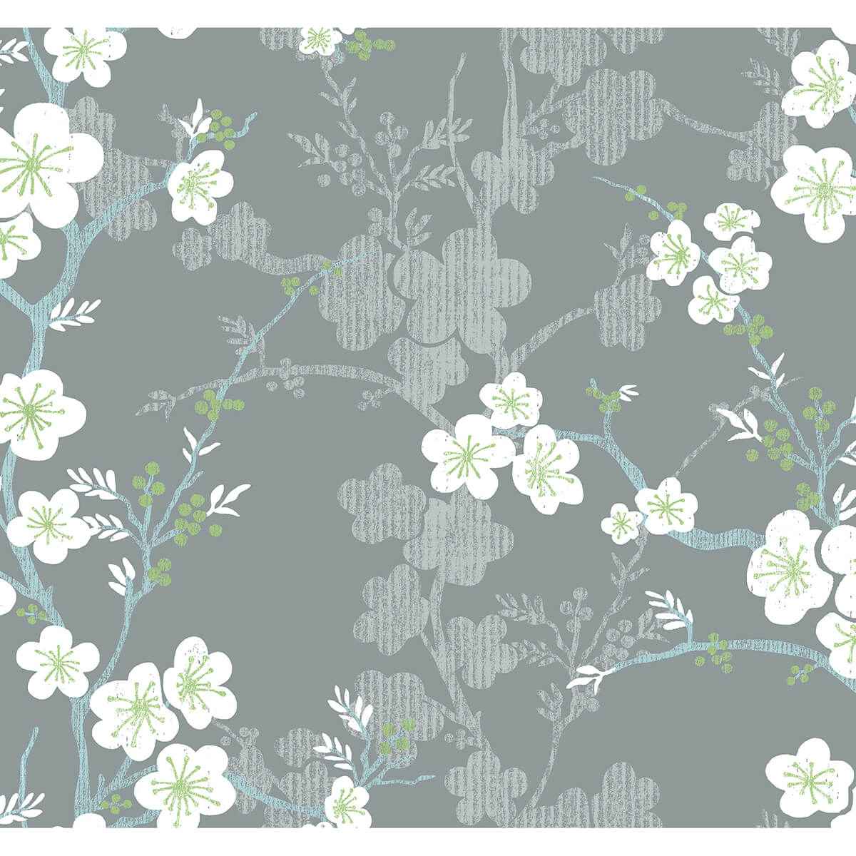 Nicolette Grey Floral Trail Wallpaper - York Wallcoverings - 2973-90108 - York Wallcoverings Wallpaper