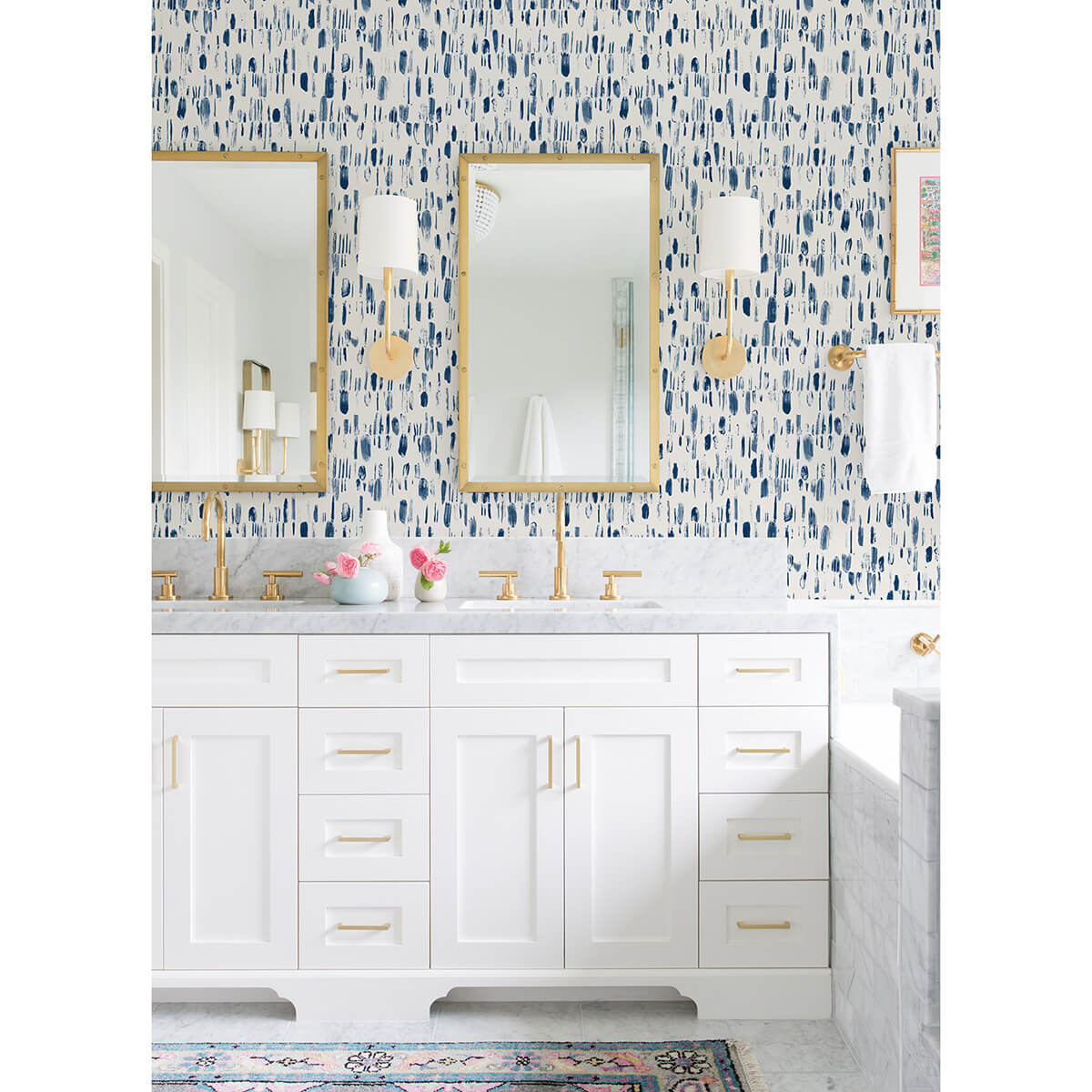 dwell-navy-brushstrokes-wallpaper-york-wallcoverings-2973-90202 - York Wallcoverings Papel pintado