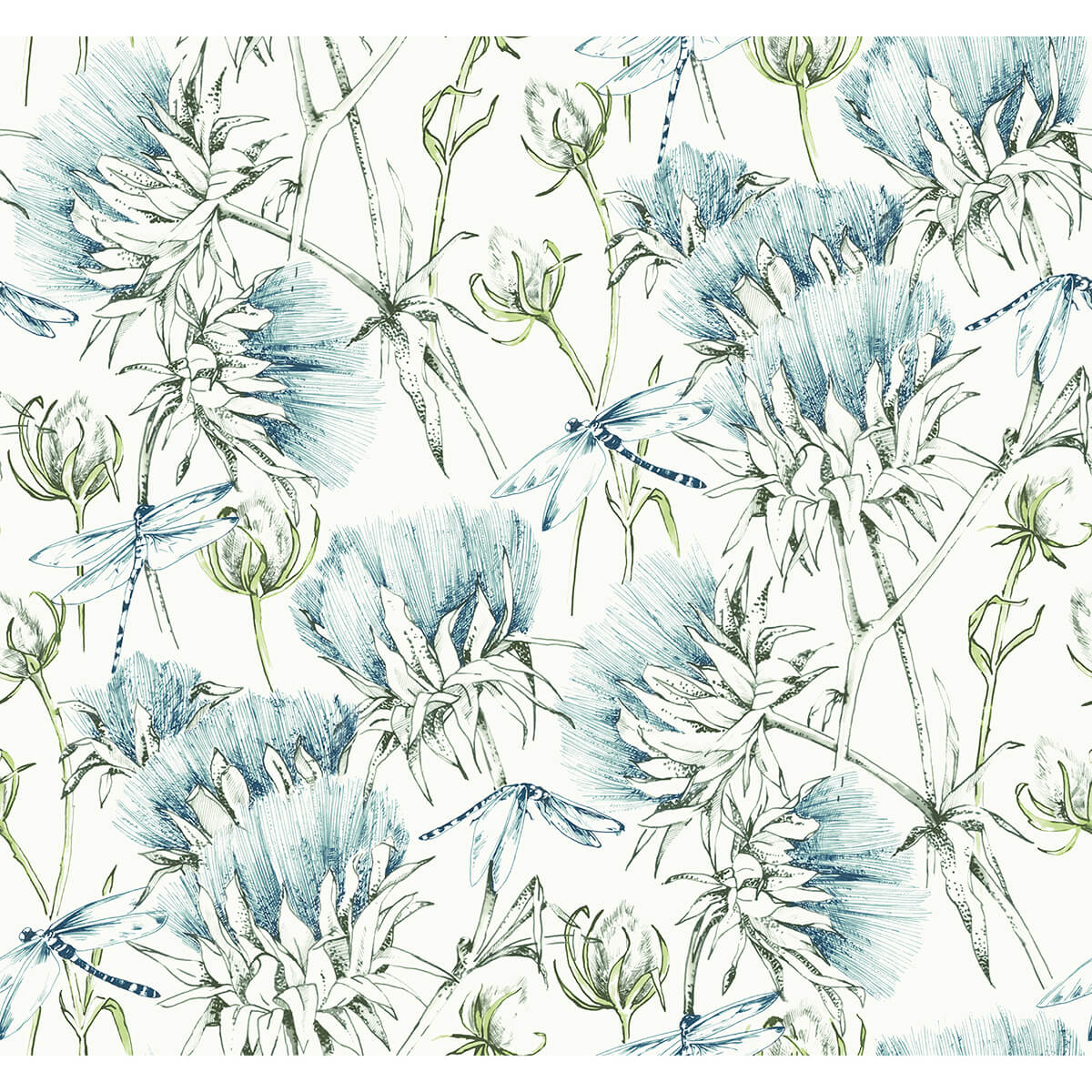 mariell-teal-dragonfly-wallpaper-york-wallcoverings-2973-90401 - York Wallcoverings Papel pintado