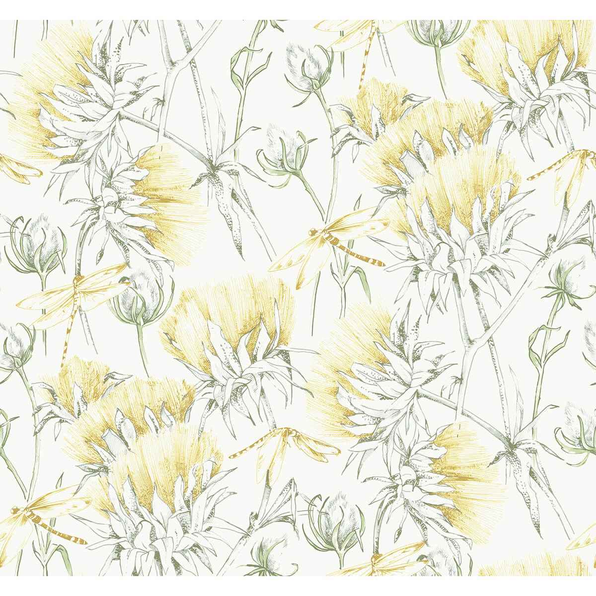 Mariell Gold Dragonfly Wallpaper - York Wallcoverings - 2973-90404 - York Wallcoverings Wallpaper