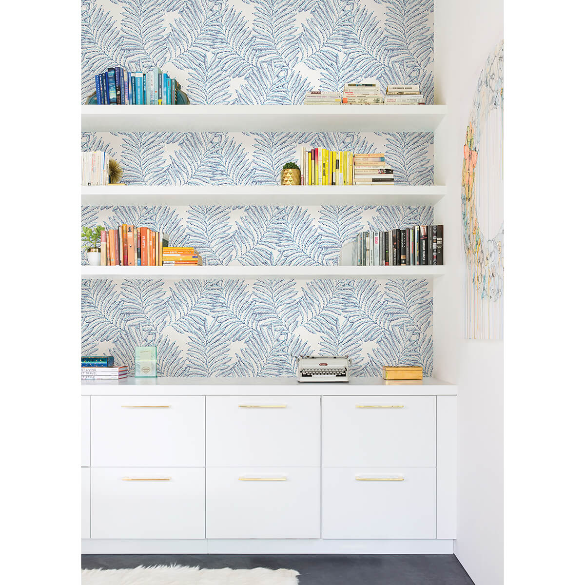 finnley-blue-inked-fern-wallpaper-york-wallcoverings-2973-90503 - York Wallcoverings Wallpaper