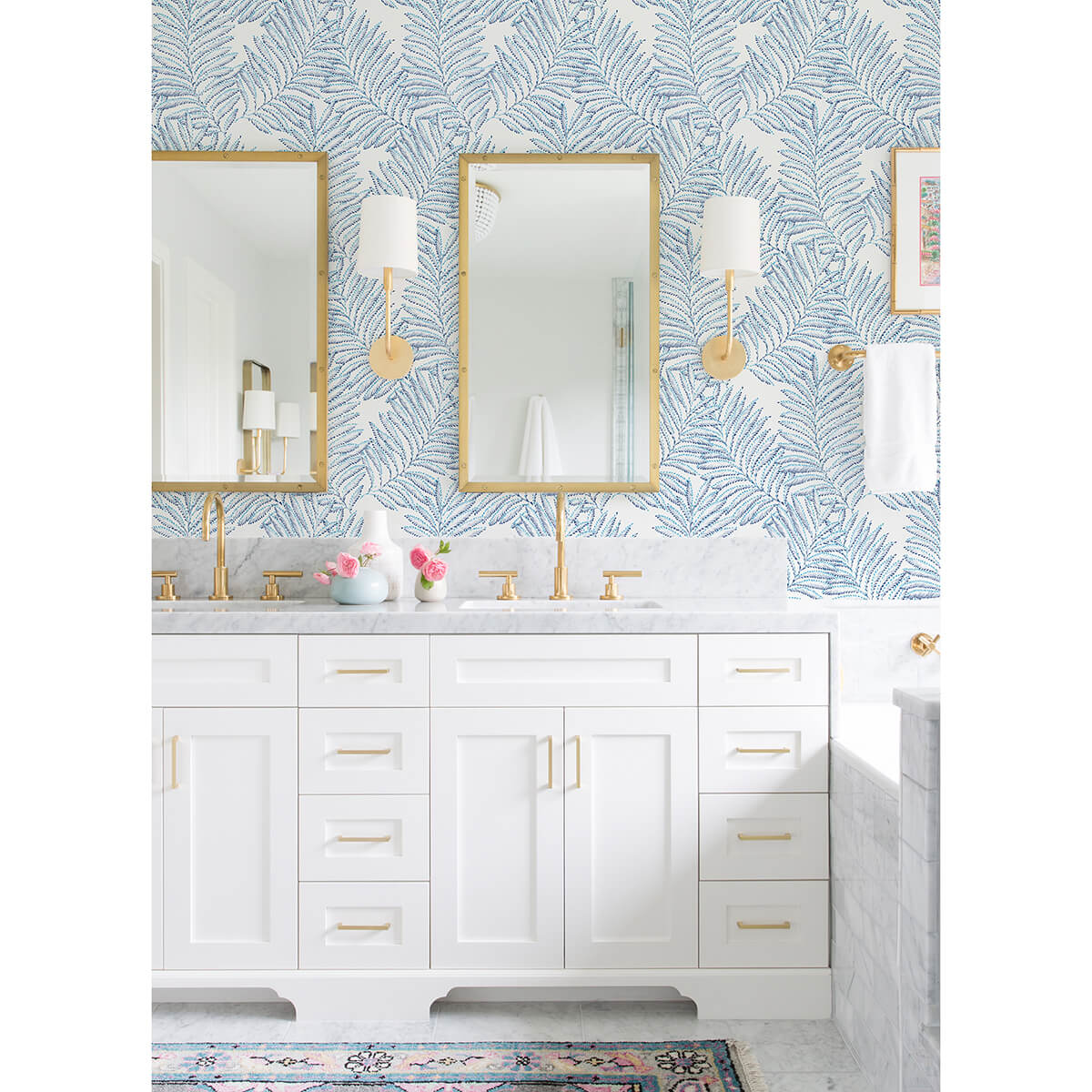 finnley-blue-inked-fern-wallpaper-york-wallcoverings-2973-90503 - York Wallcoverings Wallpaper