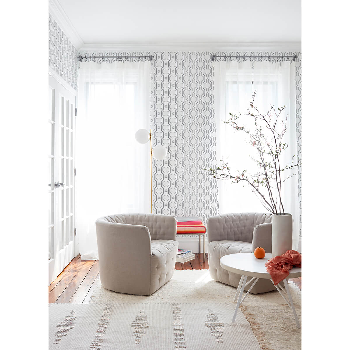 rion-grey-trellis-wallpaper-york-wallcoverings-2973-90602 - York Wallcoverings Papel pintado